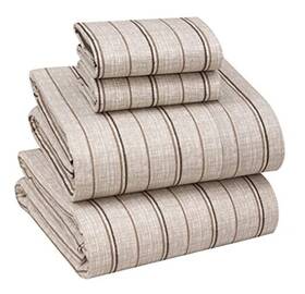 Zainitex Inc 810076498676 100% Cotton Sheets - Crispy Cooling Percale For Size King Brown Stripes