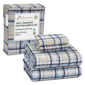 Zainitex Inc 810141359291 100% Organic Cotton Sheets Percale Weave Gots California King Pastel Print
