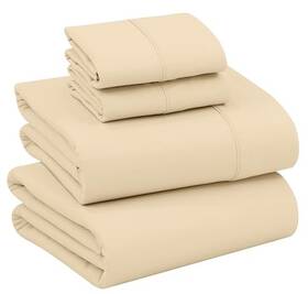 Ctbs-2024 Zainitex Inc 100% Cotton Size Bed Sheets 4 Pieces Soft And Breathable Percale Full Beige