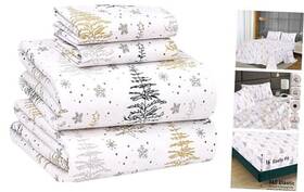 Zt-flst-0133 Zainitex Inc Flannel Sheets Size - 100% Cotton Double Brushed Bed Queen Christmas Tree