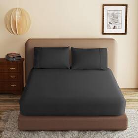 Count8-16 Zaizaihome 749664722360 100% Egyptian Cotton Fitted Sheet Full Size Black 600 Thread Inch Deep