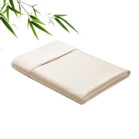 Zaizaihome 749664743631 Bamboo Viscose Flat Sheets Only 400 Thread Count California King Beige
