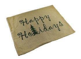 21108 Zeckos Evergreen Happy Holidays Woven Cotton Pillow Cover 14 X 18 Inch
