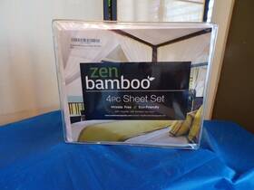 X001rvlbop Zen Bamboo 1800 Series Lux 4pc Full White Bed Sheet Set