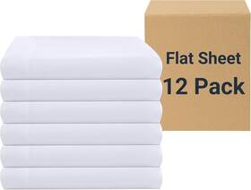 Zpecc 711181390339 White Bulk Flat Sheets Only King Size 12 Pack Easy Sort Top Bed Sheet By