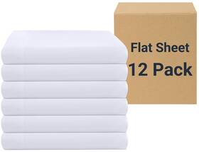 B0d8kqhf2y Zpecc White Full Flat Sheets Only 12-pack - Easy Sort Top Bed 81 Inch X96