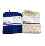 Room Essentials Queen Microfiber Sheet Set 2-PACK Blue Buffalo Plaid & Neutral. Fixed Price $30.00.