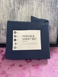 Aq Textiles Percale Solid 4-PC. Sheet Set, Queen Navy. Fixed Price $50.00.
