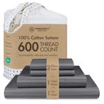 Queen Bed Sheets 600 Count 100% Cotton 4 Piece Dark Grey Threadmill Size. Fixed Price $114.99.