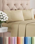 Size 4 Piece Sheet Set - Comfy Breathable & Cooling Queen, 13 Beige. Fixed Price $55.56.