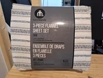 Hometrends 3-PIECE Twin Size 100% Cotton Flannel Sheet Set. White/gray Pinstripe. Fixed Price $29.99.