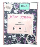 Betsey Johnson Halloween Skull Floral Black King Sheet 6 Pc Set Purple Roses. Fixed Price $41.50.