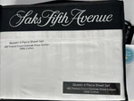 Saks Fifth Avenue Queen White Sheet Set Stripe Pc FLAT/FITTED/2 Pilcases 400TC. Fixed Price $139.99.