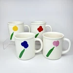 Rare Set Of 4 Vintage Marimekko 1980S Tulip 7 Flowers Mugs By Dan River. Fixed Price $199.99.