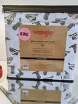 Wrangler 6 Pc Washed King Size Sheet Set Cowboy Gray Black Boots Hats Western. Fixed Price $35.00.