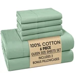 Queen Set 100% Cotton 6 Piece Percale Weave Sage Green Casa Platino. Fixed Price $59.99.