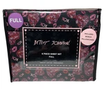 Betsey Johnson 6 Pc Full Sheet Set W/4 Pillowcases Black Pink Hearts Lipstick. Fixed Price $34.00.