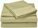 Luxor Style Microfiber Sheet Khaki W/ 3 Line White Embroidery King Flat Only. Fixed Price $19.99.