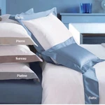 Yves Delorme White Queen Flat Sheet Blue Wide Border Sateen Baltic Cocon New. Fixed Price $150.00.