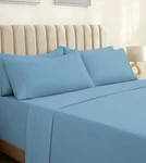 King Size Light Blue 6 Piece Sheet Set. Fixed Price $48.00.