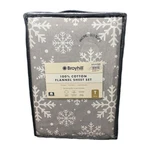 New Broyhill Snowflakes Gray 100% Cotton 3 Piece Twin Sheet Set.. Fixed Price $33.99.