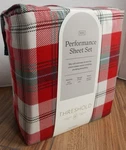 Threshold Performance Red Plaid King Sheet Set New Tc 400. Fixed Price $55.00.