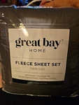 New Great Bay Home Fleece Sheet Set Twin Size Christina Collection - Charcoal. Fixed Price $42.99.