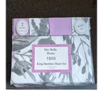 Mrs Bella Home 1800 King Bamboo Sheet Set Floral Purple/gray Deep Pocket. Fixed Price $35.00.