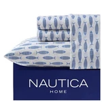 Nautica Woodblock Fish Blue White King Sheet Set T200 New. Fixed Price $65.00.