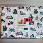 Cynthia Rowley Queen Sheet Set Festive Puppy Dog Holiday Print Christmas Bedding. Fixed Price $40.50.