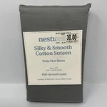Nestwell Silky Smooth Cotton Sateen Twin Flat Sheet 400 Tc Thread Sharkskin Gray. Fixed Price $19.99.