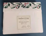 Southern Living Printed Holiday Sheet Set Queen Holly Cotton Christmas 400 Tc. Fixed Price $79.95.