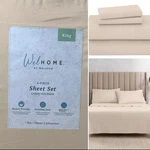 Welspun King 4 Pc Sheet Set Cotton Rich Blend Oyster Gray. Fixed Price $39.99.