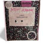 Betsey Johnson Floral Leopard Rosettes Black 6PC Queen Sheet New. Fixed Price $34.99.