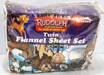 Vtg Twin Sheet Set Rudolph The Red Nose Reindeer Island Misfit Toys Flannel New. Fixed Price $39.98.