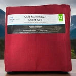 Mainstays Queen Soft Microfiber Sheet Set Red Wrinkle Resistant Oeko-tex. Fixed Price $14.99.