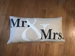 & Mrs Wedding Love Couple Feather Down Farmhouse Decorative Pillow Nwot Tb. Fixed Price $50.00.