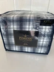 Pendleton King 4PC Sheet Set 112X104 Davis Plaid Flannel NAVYCREAM100% Cottonnwt. Fixed Price $200.00.