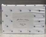 Stars Queen Set By London Kaye Blue White Print New Patriotic. Fixed Price $49.99.
