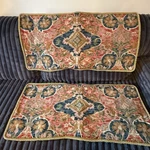 2 Gold Braided Tapestry King Lumbar Pillow Shams Covers Vintage Large 35X18". Fixed Price $69.00.