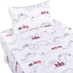J-pinno Train Bedding Set 100% Cotton Flat Sheet + Fitted Pillowcase. Fixed Price $32.99.