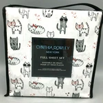 4PC Cynthia Rowley Valentine Cats Full Sheet Set Kittens Red Hearts Bows Glasses. Fixed Price $44.99.