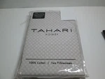 New Tahari Home 100% Cotton 2 Standard Pillowcases Taupe Square Chess Board. Fixed Price $29.98.