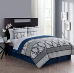 Vcny Home Beckham 8 Piece King Bag Comforter Set Blue Damask Bedding. Fixed Price $51.00.