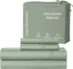 Luxury 100% Natural Cotton King Size Bed Sheets Set Sage, 4-PIECE. Fixed Price $85.99.