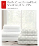 Pacific Coast Printed/solid Sheet Set, 8 Pc. (king Size). Fixed Price $39.99.