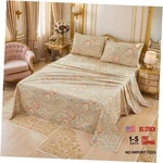Paisley Bedding Classy Regal Themed Boho Sheet Set Luxury King Gold. Fixed Price $181.99.