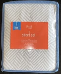 New Seaside Escape Twin Sheet Set, 3PCS, Gray Stripe 100% Polyester, RN#71159. Fixed Price $20.00.