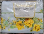 Nos Vintage Springmaid Double Flat Sheet No-iron Marvelaire Yellow Rose Bouquet. Fixed Price $29.99.