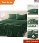 Eden Green Queen Bed Sheet Set 4 Piece, Hotel-quality, Cooling Technology. Fixed Price $33.58.